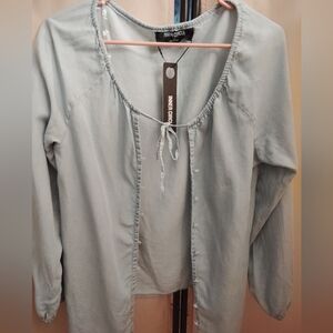 Inner Circle Pale Blue Tie-Front Button-Down Shirt